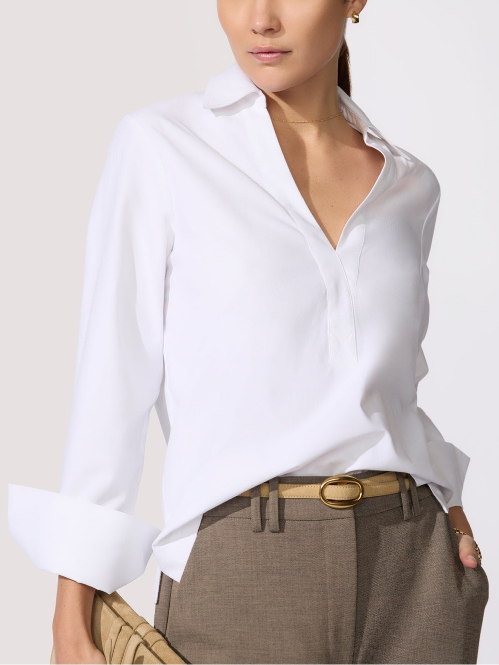NEW Brochu Walker Eila Popover Salt White Bell Sleeve Blouse Small $248 Retail